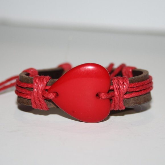 Nwt brown and red heart bracelet adjustable - Picture 1 of 4